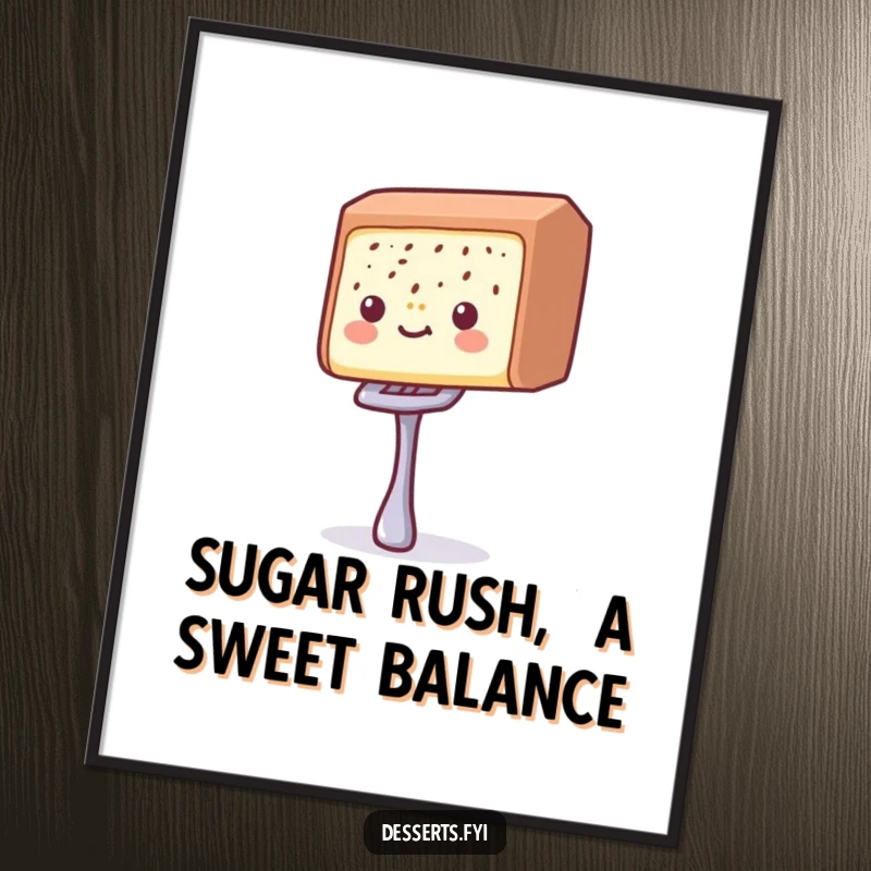 Funny Free Printable Wall Art: A delighted candy bar balances a tiny fork on its edge, adding a sweet touch.