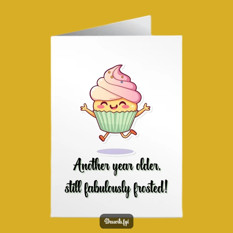 Free Printable Birthday Card: Funny Leaping Cupcake Design for a Delightful Downloadable Gift