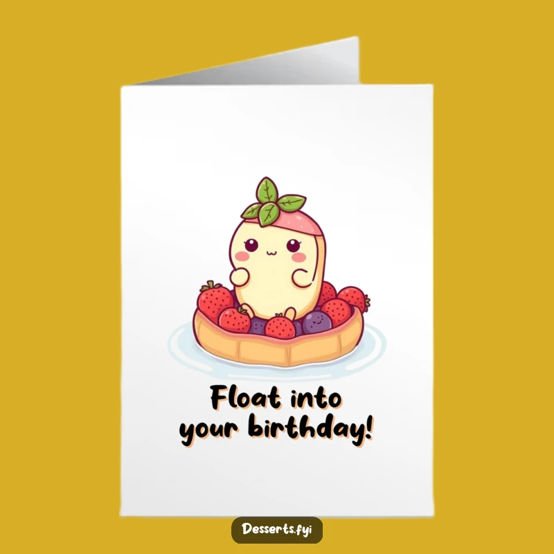 Free Printable Birthday Card: Tart Character Rafting Adventure, Downloadable Funny Gift