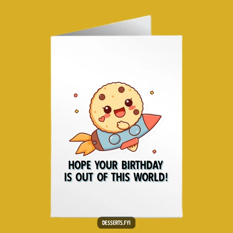 Free Printable Birthday Card: Cookie Rocket Blast! Funny Downloadable Gift for Blast Off