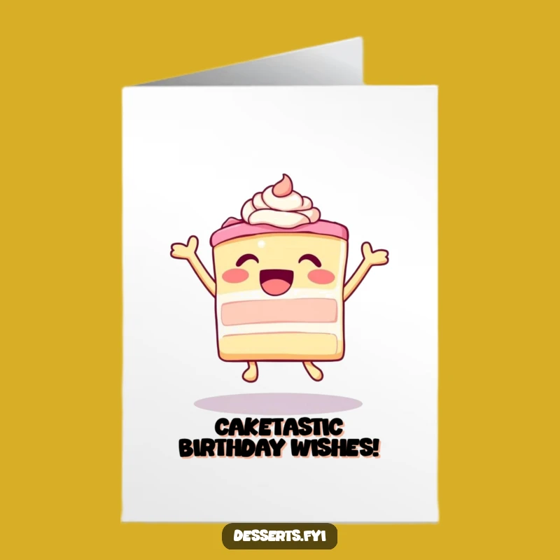 Free Printable Birthday Card: Ecstatic Cake For A Joyful & Funny Celebration