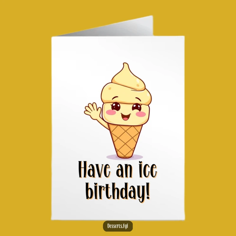Free Printable Birthday Card: Waving Ice Cream Cone for a Cool & Funny Celebration