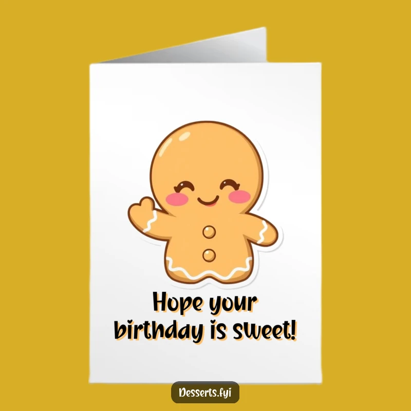 Free Printable Birthday Card: Winking Gingerbread Cookie, Jolly Funny Downloadable Gift!