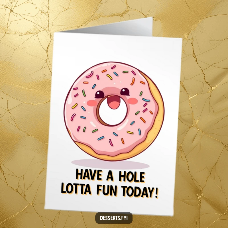 Funny Free Printable Birthday Card: Delighted donut with sprinkles does a joyful somersault, a fun DIY gift.