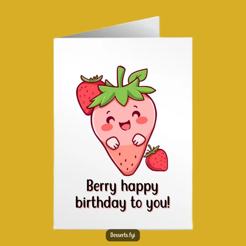 Funny Free Printable Birthday Card: Strawberry Peeks, Downloadable Gift