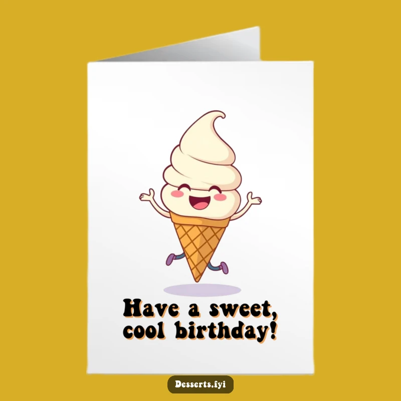 Free Printable Birthday Card: Dancing Ice Cream Cone, Joyful Jig, Funny Downloadable Greeting