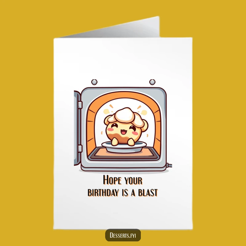 Free Printable Birthday Card: Warm Pie Character for a Delicious Celebration