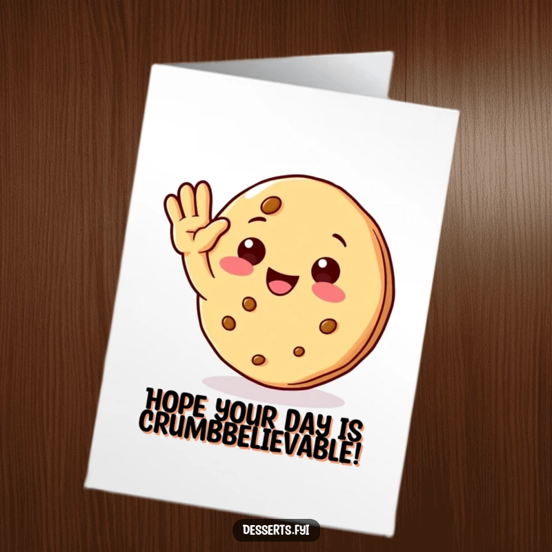 Funny Free Printable Cookie Character waving hello with a big smile, perfect DIY birthday card.