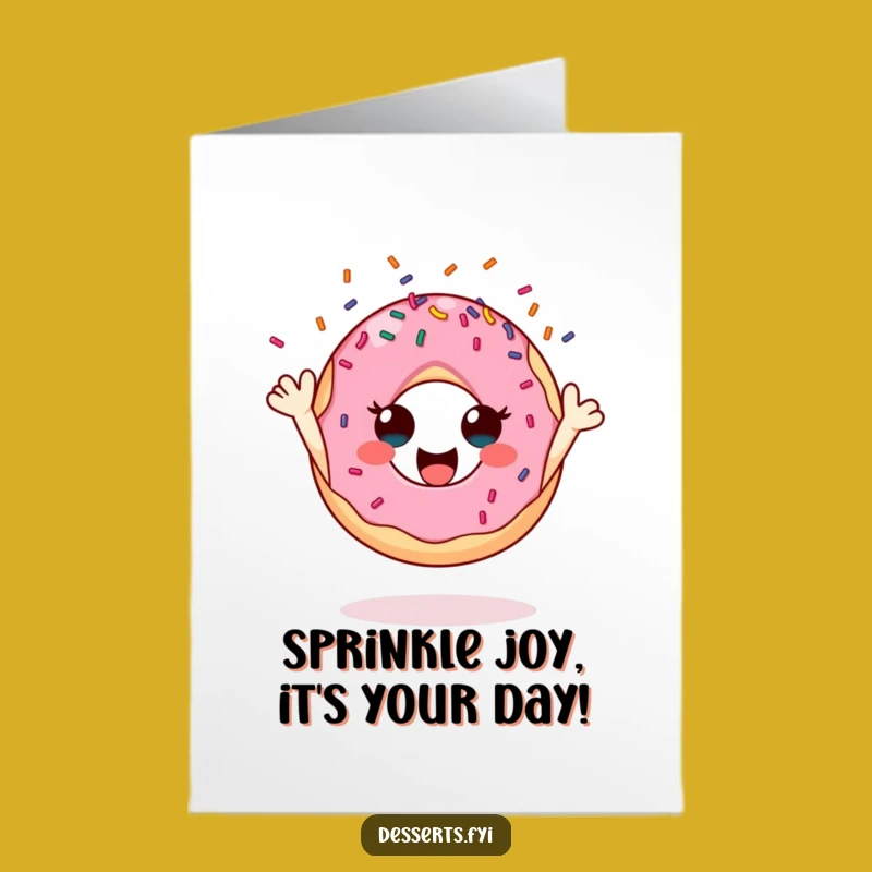 Free Printable Donut Birthday Card: Funny Cheerful Character, Downloadable DIY Gift