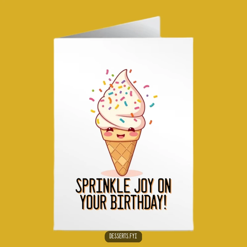 Free Printable Funny Birthday Card: Giggling Ice Cream Showering Sprinkles, Fun Downloadable Gift