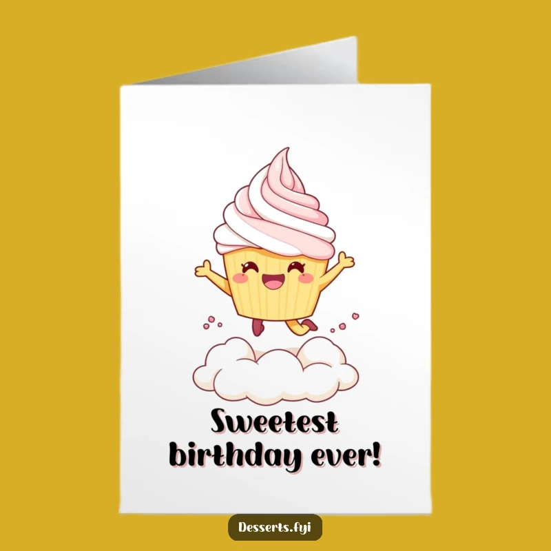 Funny Free Printable Birthday Card: Sweet Cupcake's Creamy Leap DIY Gift