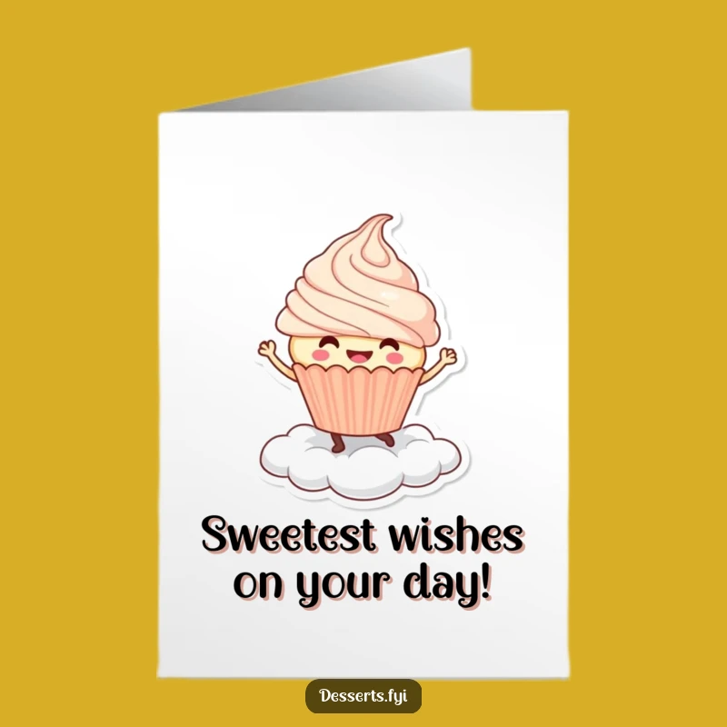 Free Printable Birthday Card: Dancing Cupcake, Joyful Cloud, Funny Downloadable Gift for Celebration