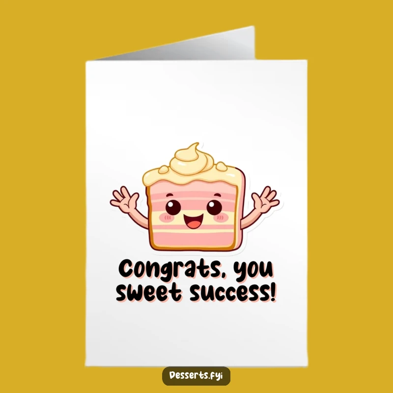 Free Printable Cake Congrats Card - Waving Slice Downloadable for Any Success