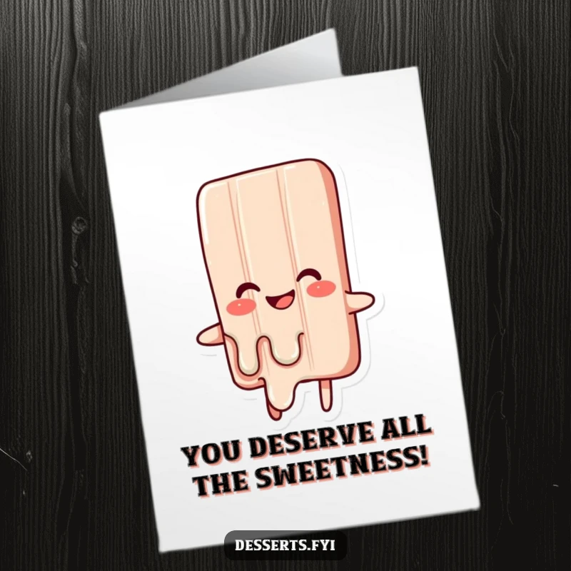 Funny Free Printable Congrats Card: A melting candy bar character, joyfully celebrating achievements, a perfect downloadable gift.