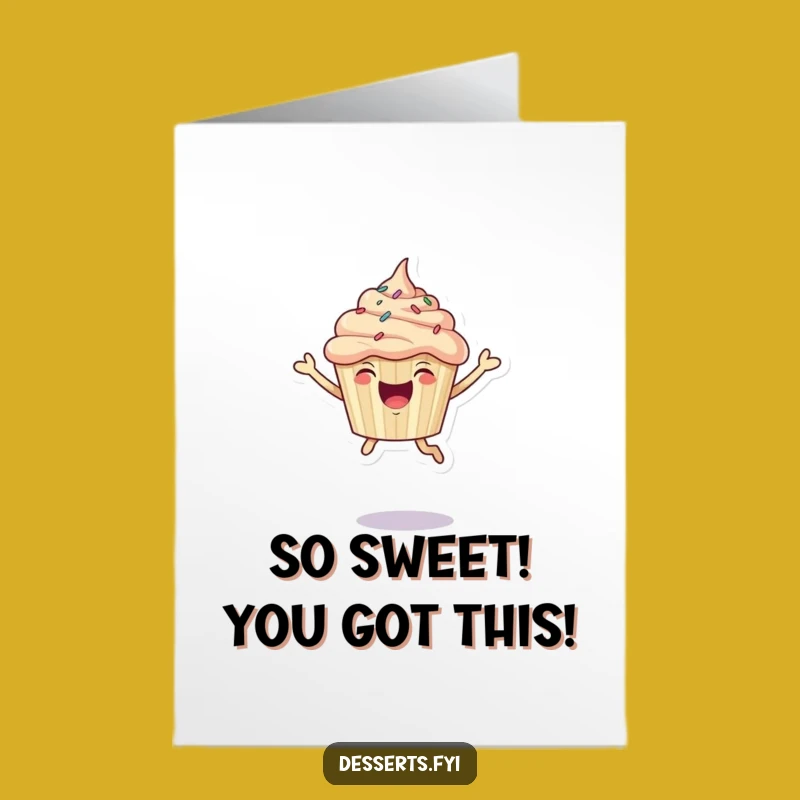 Free Printable Congrats Card: Jumping Cupcake, Sprinkles, Funny Downloadable Celebration