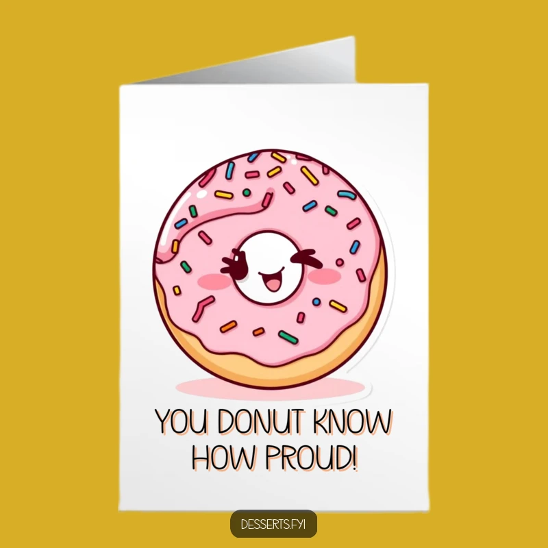 Free Printable Congratulations Card: Winking Donut Character for Sweet Success & Laughs