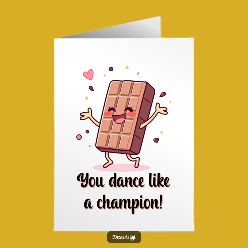 Free Printable Congrats Card: Dancing Chocolate, Lively Funny Downloadable Gift!