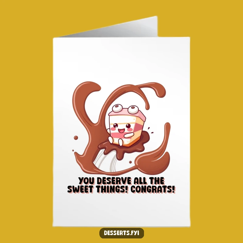 Free Printable Congrats Card: Joyful Cake Slice Sliding to Celebrate Your Downloadable Gift