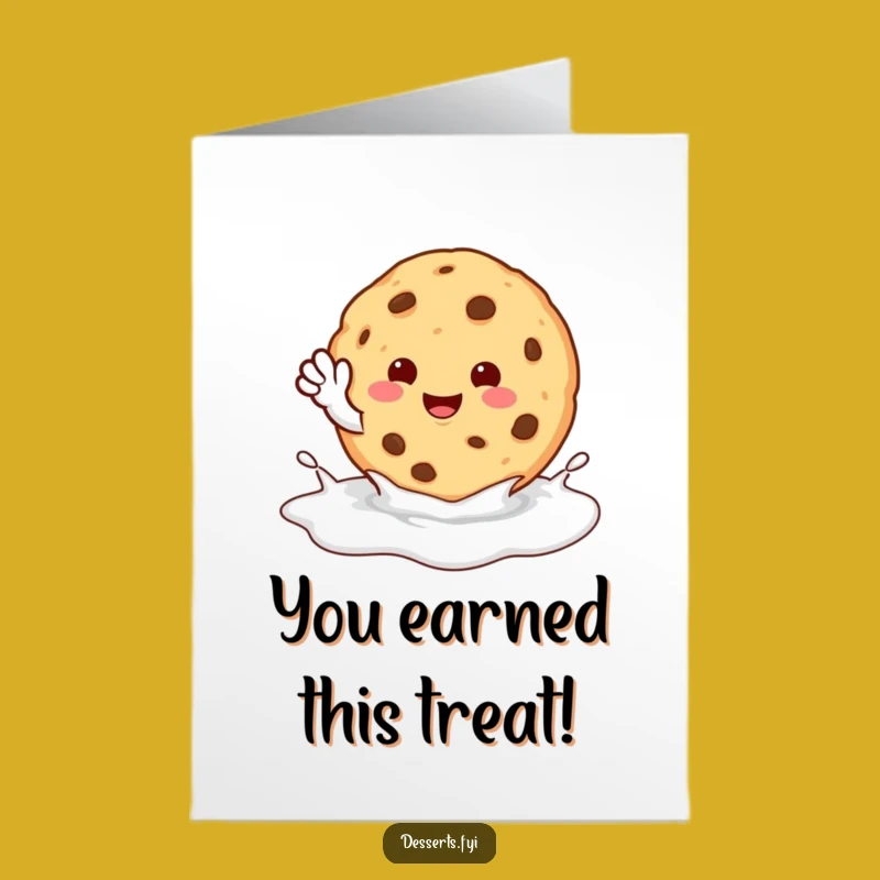Free Printable Congrats Card: Waving Cookie, Milk Puddle, Funny Downloadable Gift