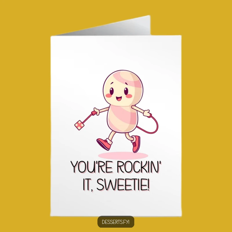 Free Printable Congrats Card: Sweet Candy Character Celebrating Your Big Win