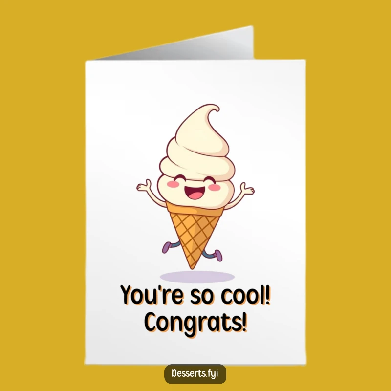 Free Printable Congrats Card: Happy Ice Cream Dance, Joyful Jig, Funny Downloadable Cheer