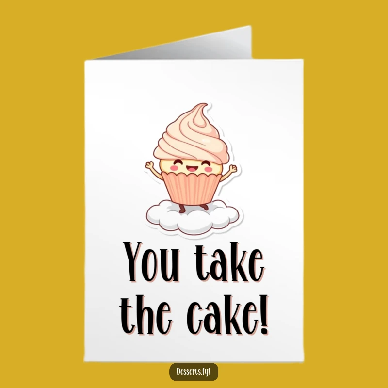 Free Printable Congrats Card: Dancing Cupcake, Joyful Cloud, Funny Downloadable Gift