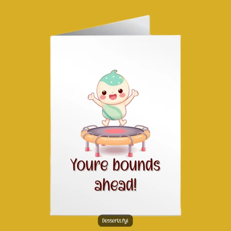 Free Printable Congrats Card: Sweet Candy Character Bouncing, Perfect for Any Celebration