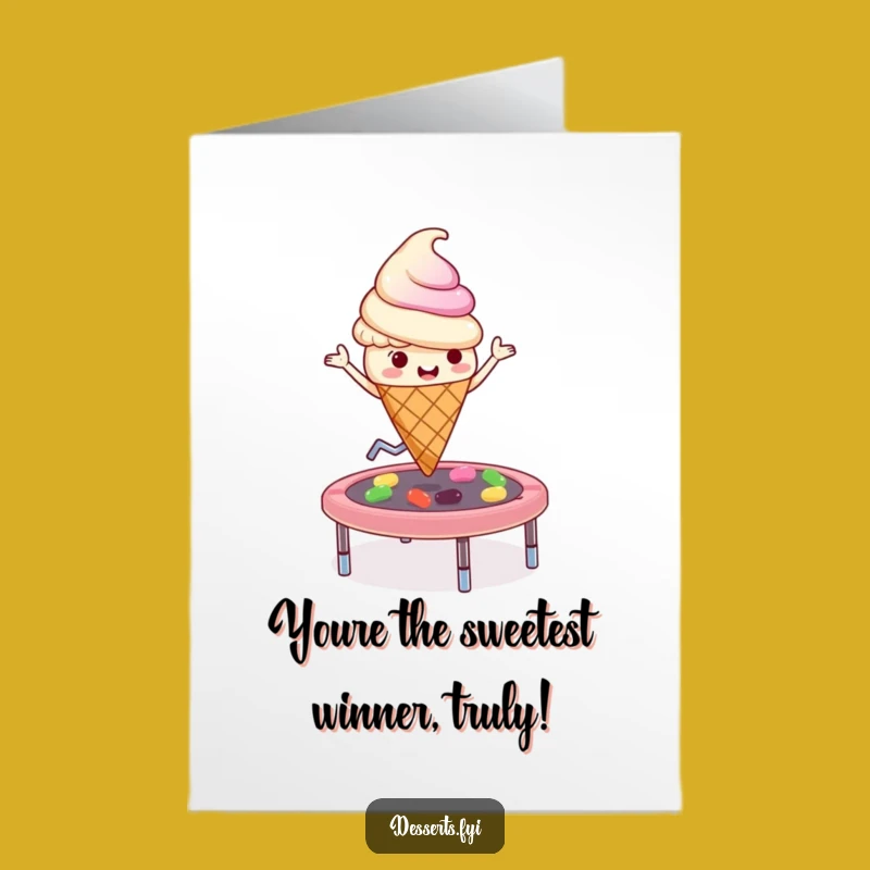 Free Printable Ice Cream Congratulations Card: Funny Bouncing Cone Downloadable Gift