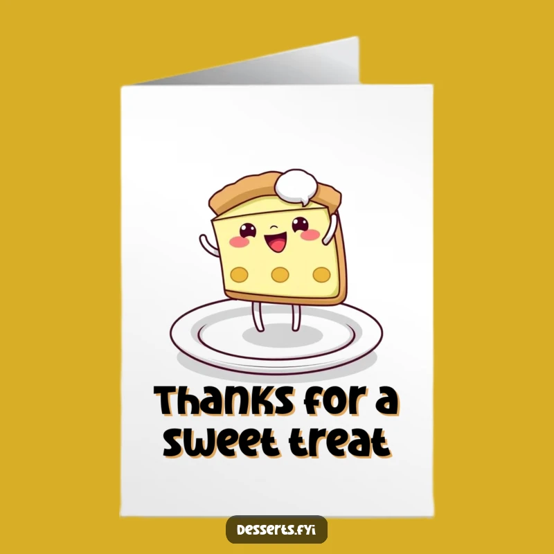 Free Printable Thank You Card: Cartwheeling Pie Slice, Funny Plate, Downloadable Gift