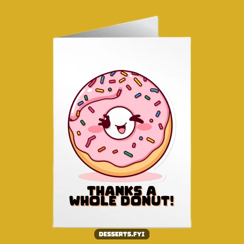 Free Printable Thank You Card: Winking Donut Character to Sweetly Express Gratitude