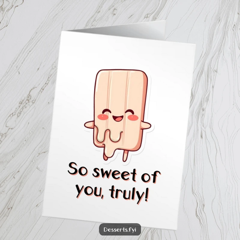 Funny Free Printable Thank You Card: A happy candy bar character, melting from gratitude, a sweet and downloadable gift.