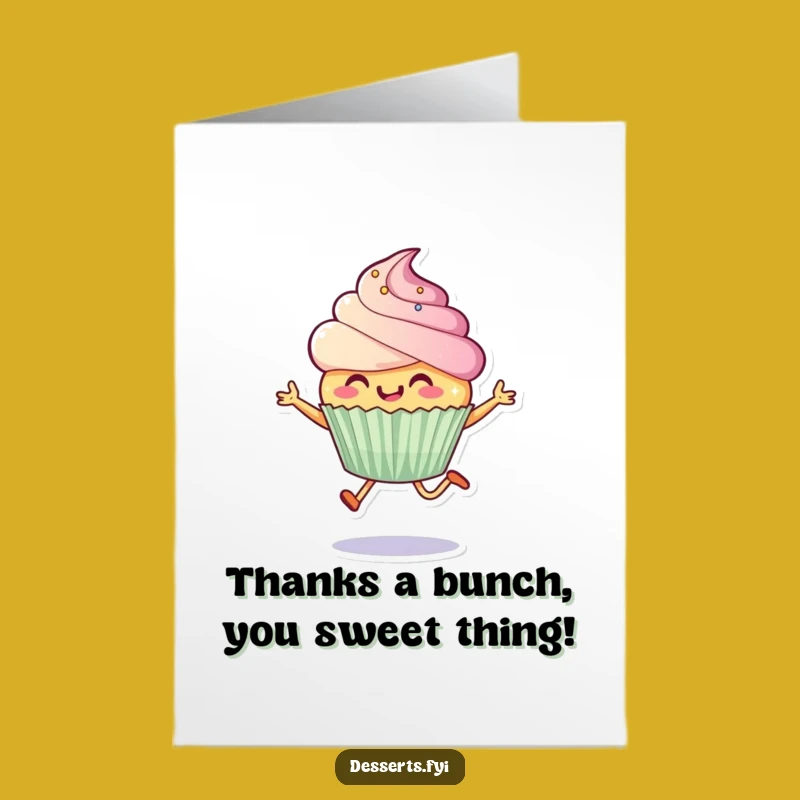 Free Printable Thank You Card: Grateful Cupcake Leaping for Your Sweetest Downloadable Gift