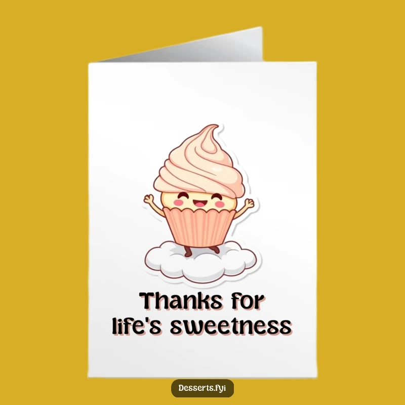 Free Printable Thank You Card: Dancing Cupcake, Joyful Cloud, Funny Downloadable Gift
