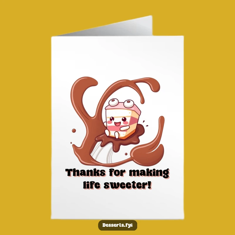 Free Printable Thank You Card: Grateful Cake Slice Sliding for a Sweet Downloadable Gift