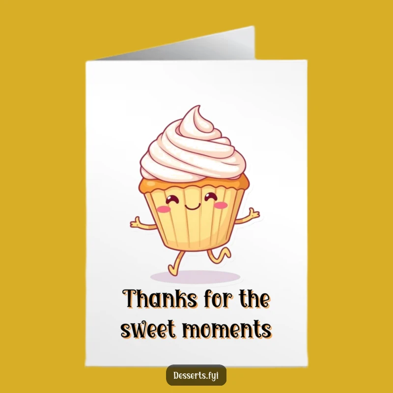 Free Printable Cupcake Thank You Card: Funny Skipping Dessert Downloadable