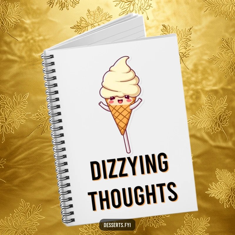 Funny Notebook: A delighted ice cream cone spins on a lollipop, perfect for jotting down sweet ideas.