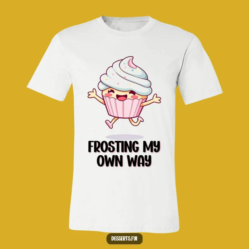 Funny Smiling Cupcake T-Shirt: Energetic Frosting Leap Tee - Perfect Funny Gift