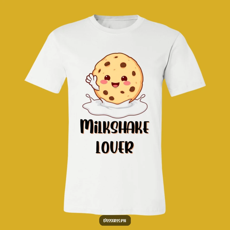 Funny Cookie Wave T-Shirt: Happy Character Milk Puddle - Wearable Whimsy & Humor