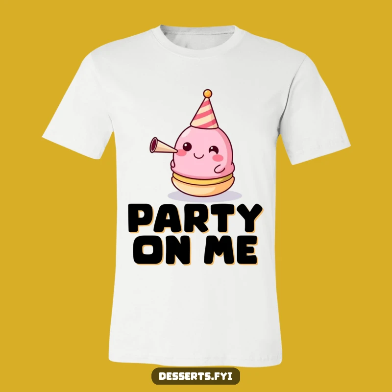 Funny Macaron Celebration T-Shirt: Happy Party Horn Tee
