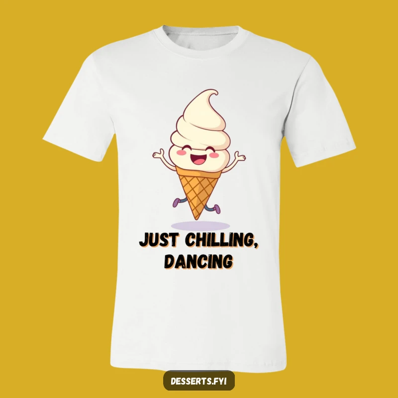 Funny T-Shirt: Dancing Ice Cream Cone Character, Wearable Fun for Dessert Lovers