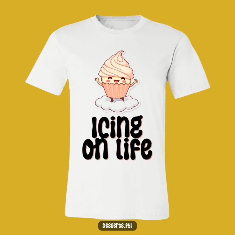 Funny Cupcake Dancer T-Shirt: Joyful Character on Cloud - Wearable Sweetness & Humor