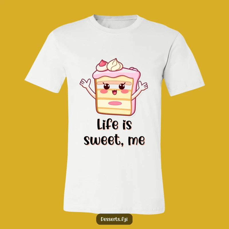 Funny Cake Slice T-Shirt: Waving Frosting Arms - Hilarious & Comfy Tee!