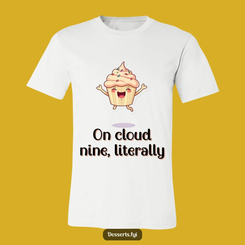 Funny T-Shirt: Leaping Cupcake Character, Wearable Fun for Sweet Occasions