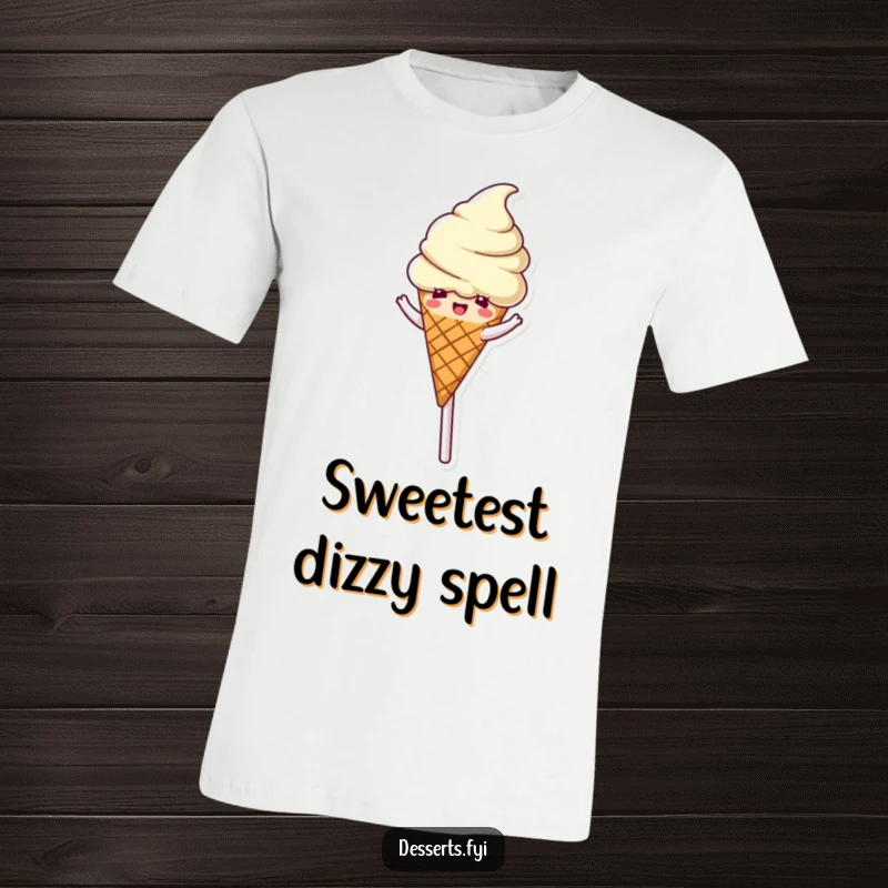 Funny T-Shirt: A delighted ice cream cone spins on a lollipop, exuding playful sweetness and motion.