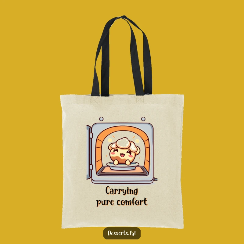 Funny Tote Bag: Delighted Pie Character for Bakery Style and Storage