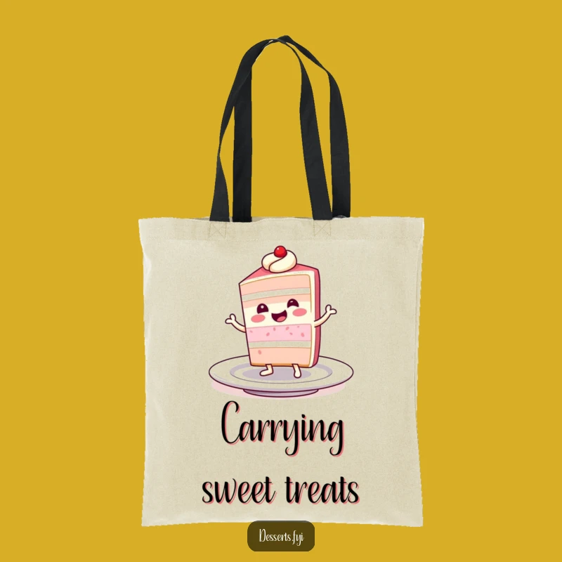 Funny Dessert Tote Bag: Dancing Cake Character, A Sweet Funny Gift