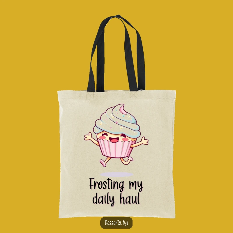 Funny Smiling Cupcake Tote Bag: Chic Frosting Leap Carry-All - Great Funny Gift