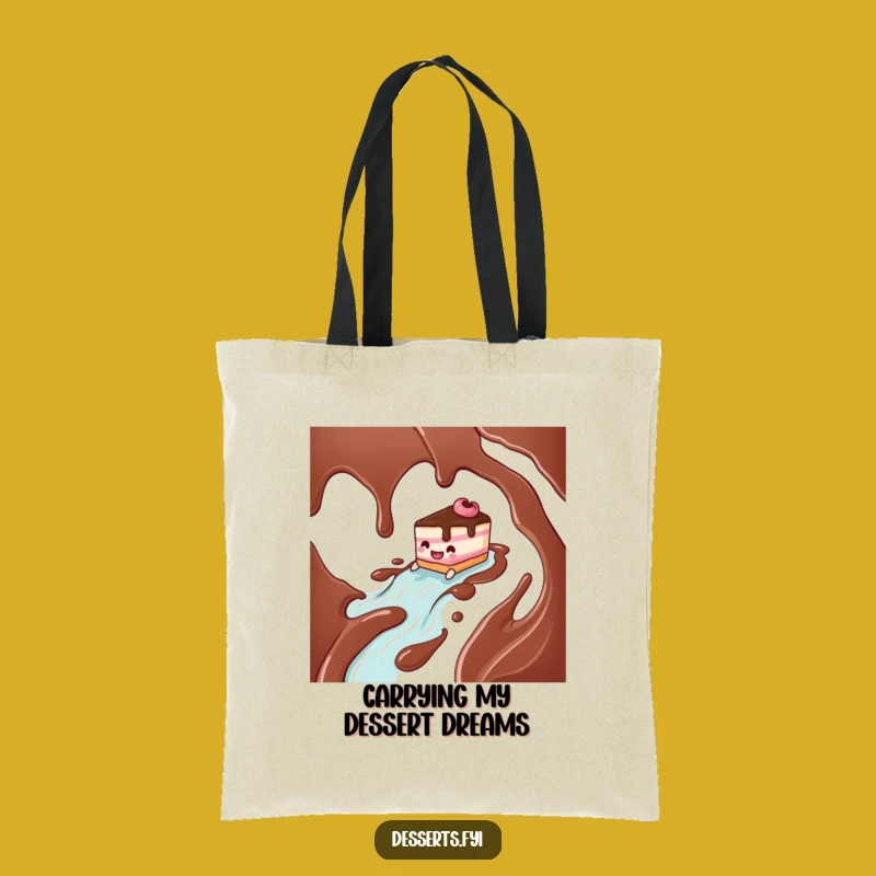 Funny Cake Character Chocolate River Tote Bag - Your Sweetest Carryall