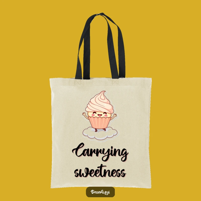 Funny Cupcake Dance Tote Bag: Joyful Cloud Character - Sweet & Humorous Carryall
