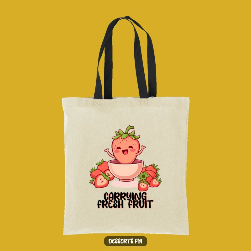 Funny Strawberry Bowl Tote Bag: Carry Your Fresh Finds with This Funny Gift